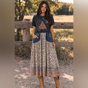 UPCYCLED Graphic Tee and Floral Maxi Skirt